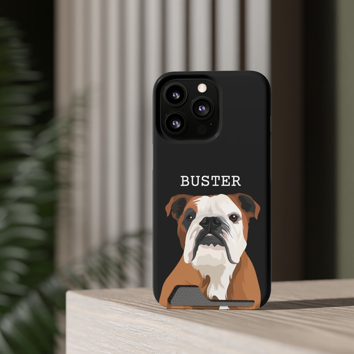 Personalised Pet Portrait Phone Case With Card Holder