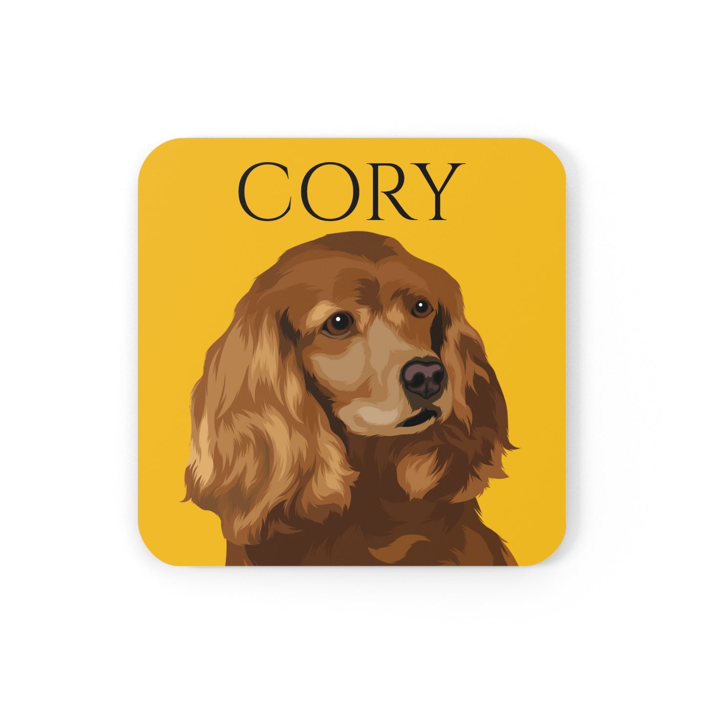 Square-shaped Cork Back Coaster with Custom Pet Portrait Print - Petclusiv