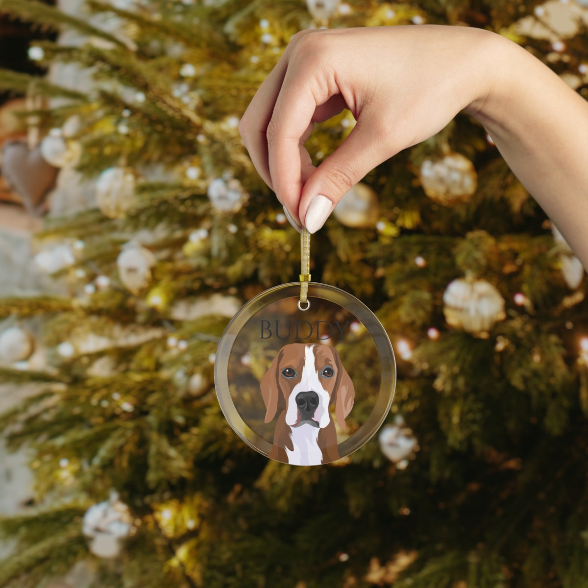 Personalised Pet Portrait Christmas Glass Ornament