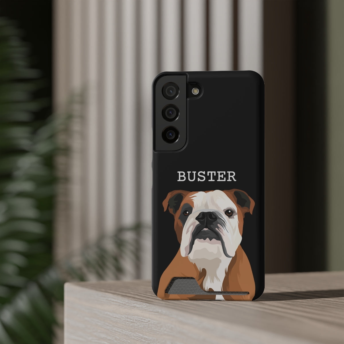 Personalised Pet Portrait Phone Case With Card Holder