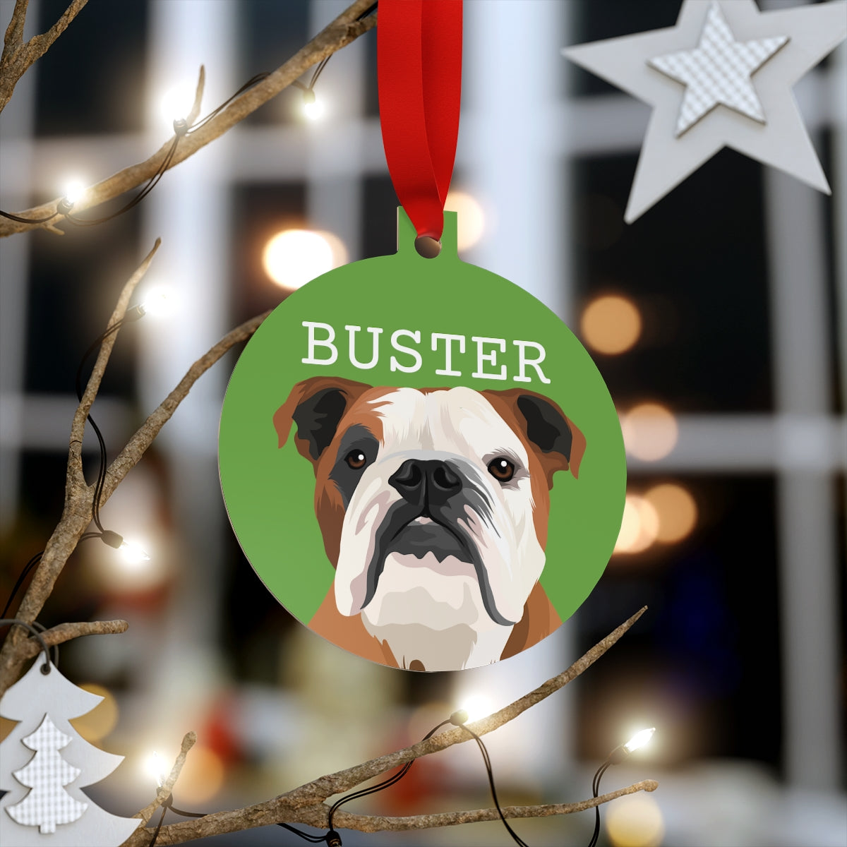 Personalised Pet Portrait Metallic Ornament