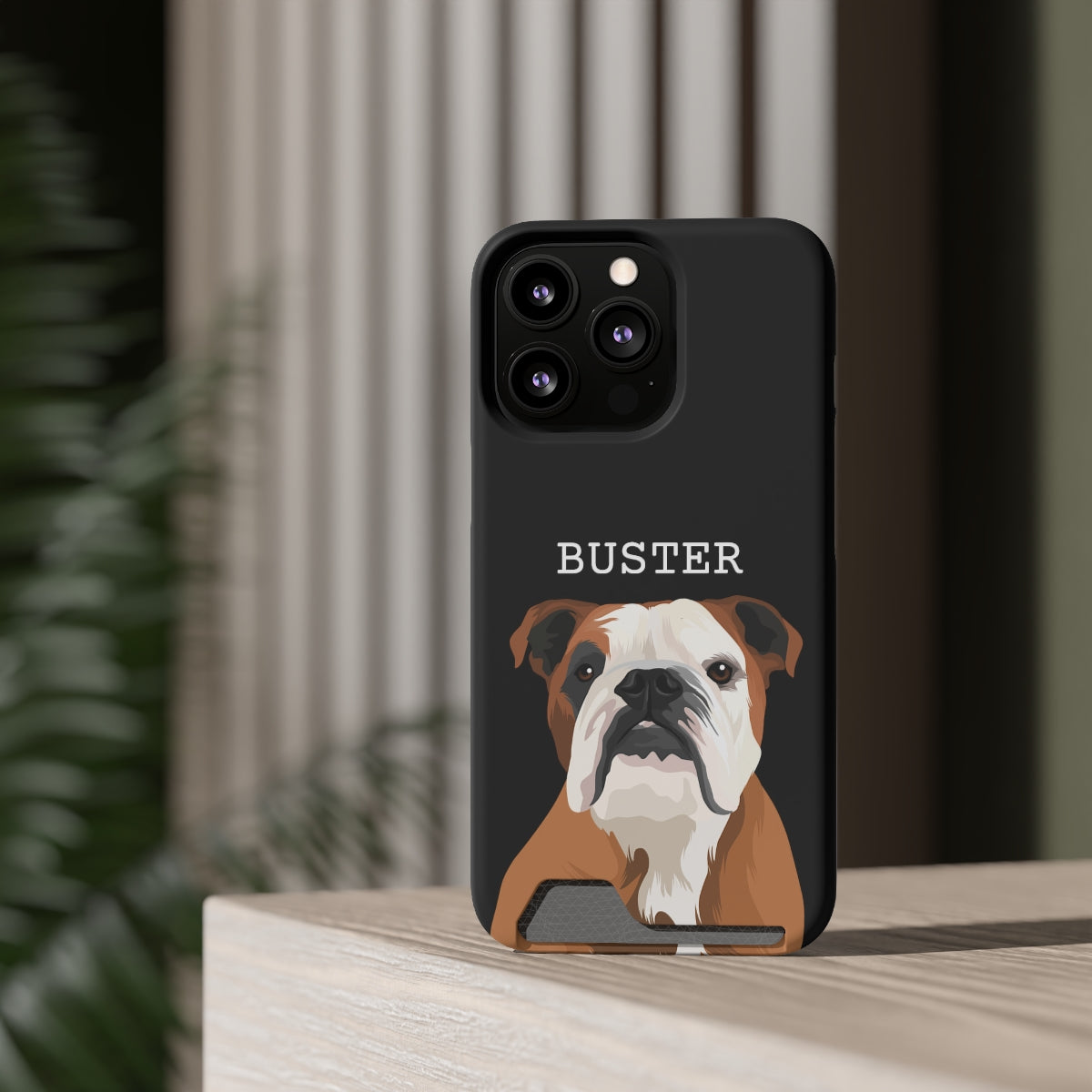 Personalised Pet Portrait Phone Case With Card Holder