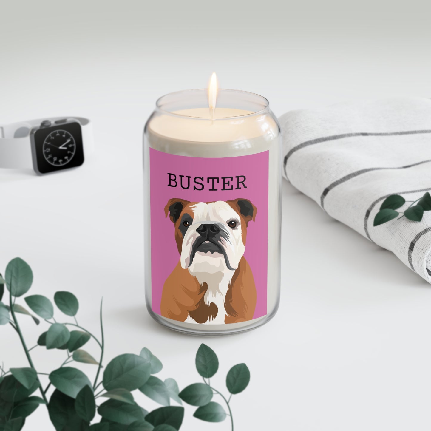 Customised Scented Candle With a Pet Portrait and Name