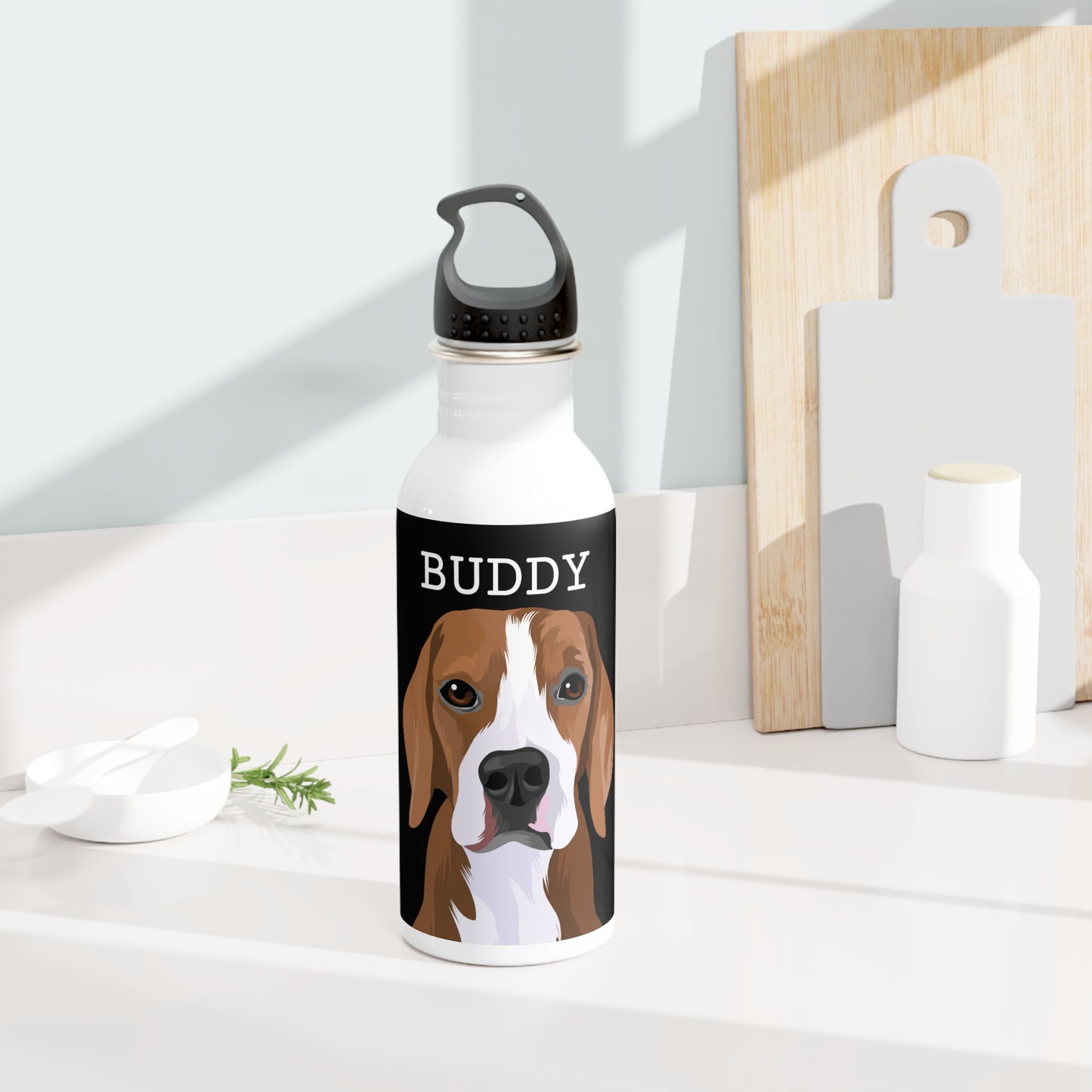 Customised Pet Portrait Stainless Steel Water Bottle