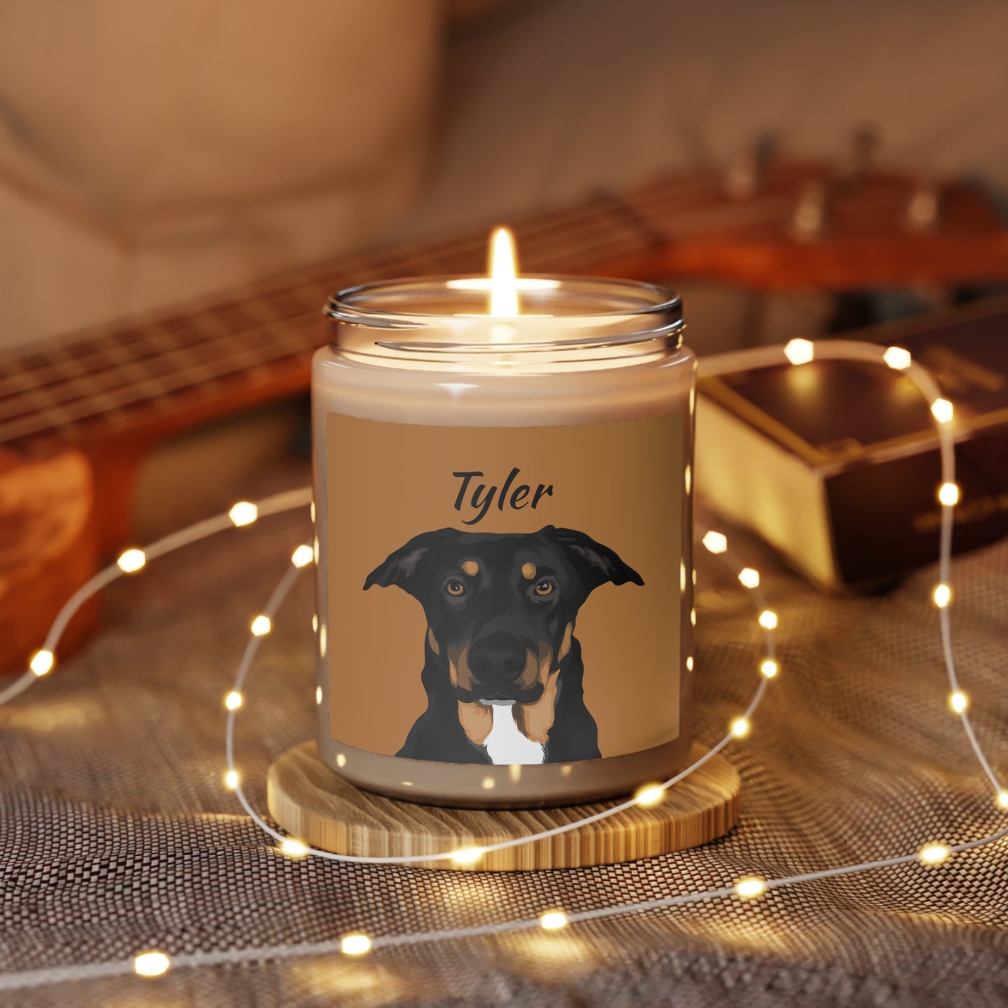 Scented Candle With Personalised Pet Portrait and Name