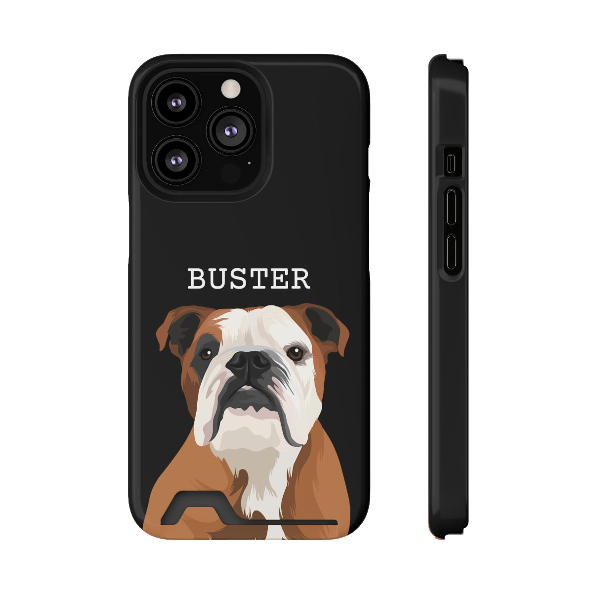 Personalised Pet Portrait Phone Case With Card Holder