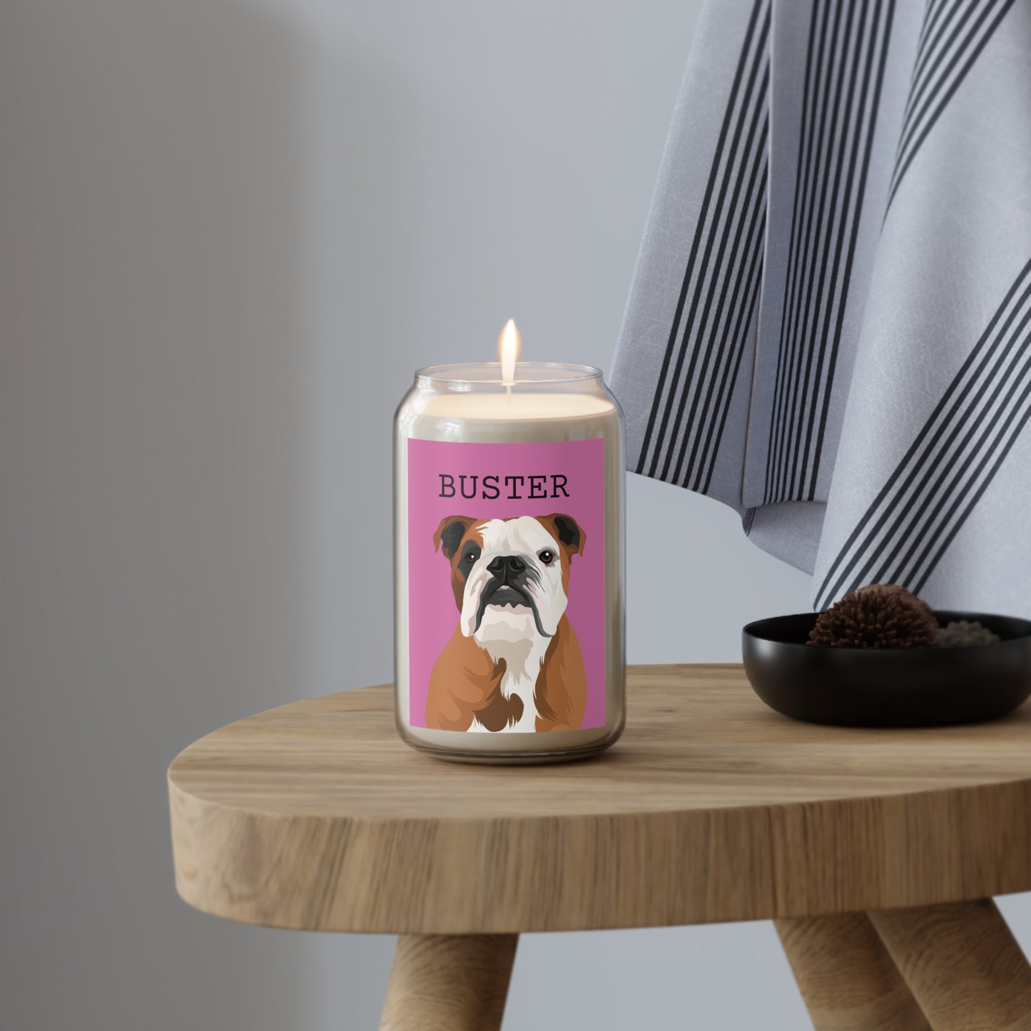 Customised Scented Candle With a Pet Portrait and Name